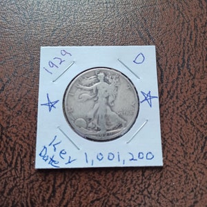 1929 D Walking Liberty Silver Half Dollar &quot; Very Low Mintage &quot;