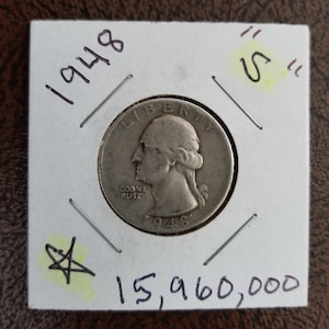 1948s silver washington quarter, low mintage