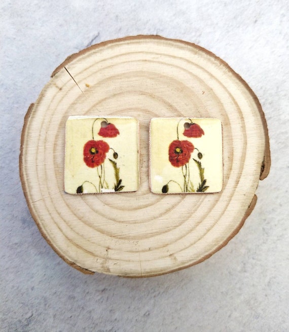 Mohn Floral Faux Zinn Perlen Blume Kupfer Faux Zinn Charms | Etsy