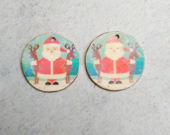 Christmas Santa faux tin copper beads,Winter Faux tin copper artisan beads, Fun Santa beads, beads,Santa charms, Santi faux tin charm