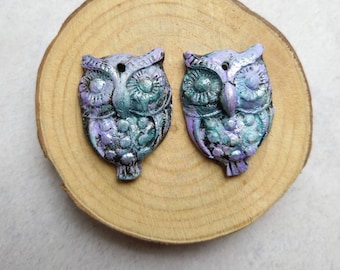 Owl Polymer clay whimsical  bird beads,polymer clay birds, animal bead, whimsical birds clay beads,artisan bird beads,bird beads