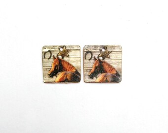 Horse  Equine Faux Tin Beads, Horse Animal Copper Faux Tin Charms,Horse Artisan Faux tin Charm, Horse Copper Faux Tin,Animal Charms,Horse