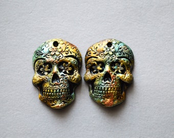 Sugar Skulls Polymer Clay Beads,Sugar Skull Beads,Skulls,Skull Beads,Artisan Beads,Handmade,Day of the dead,Art Beads,Dias Les Muertos