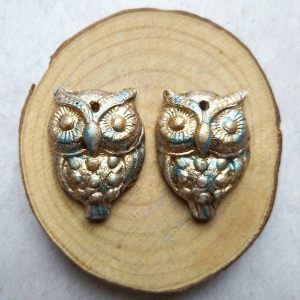 Owl Polymer clay whimsical  bird beads,polymer clay birds, animal bead, whimsical birds clay beads,artisan bird beads,bird beads