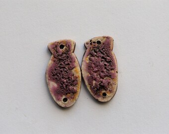 Purple Crusty,Rusty Polymer Clay Beads, Handmade Beads,Rustic,Rusty,Teardrops,Teardrop Beads