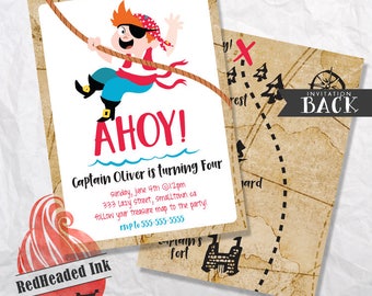 Ahoy! - Pirate Birthday Invitation