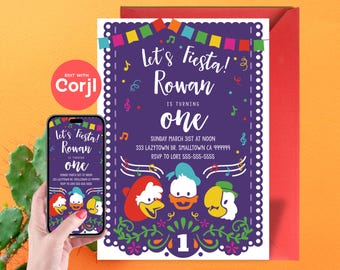 Invitación de cumpleaños de la Fiesta de los Tres Caballeros - Descarga instantánea editable, edítela usted mismo con Corjl