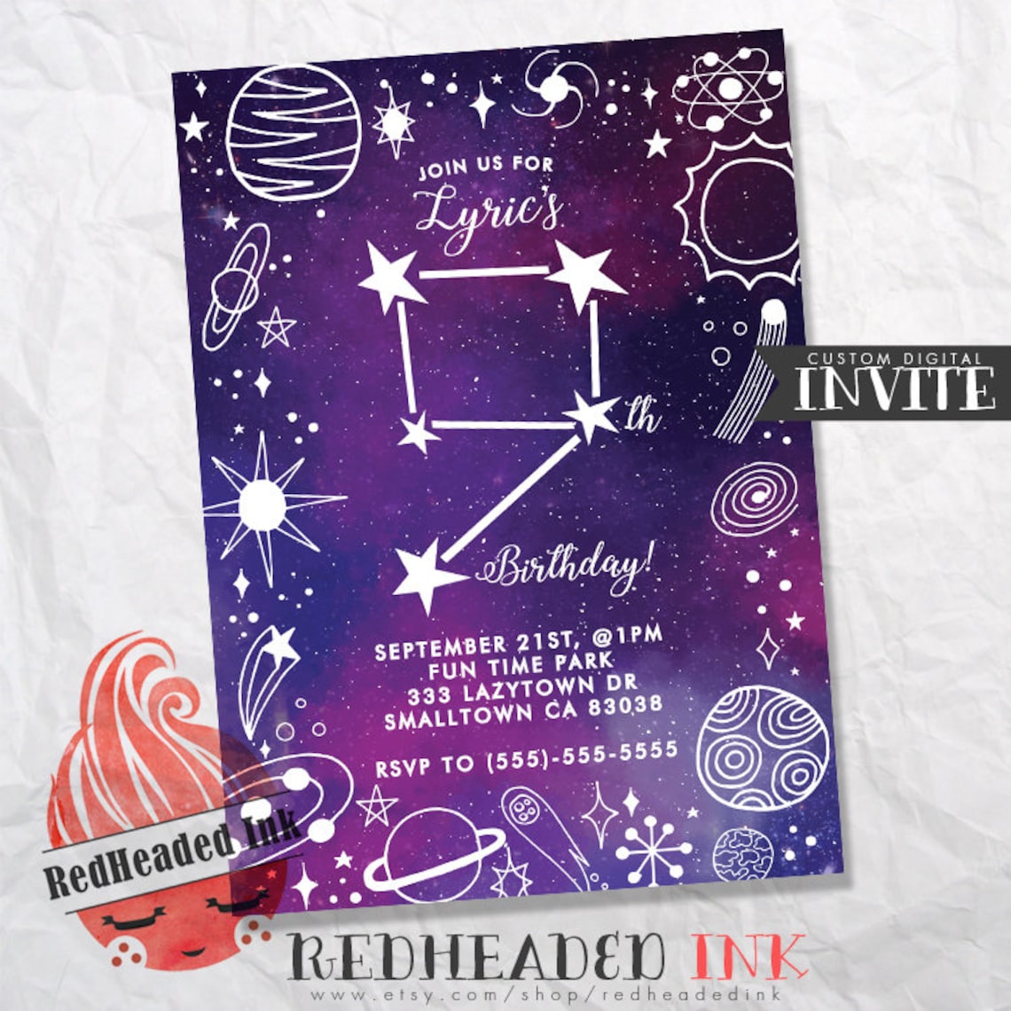 Galaxy Birthday Party Invitation | Etsy