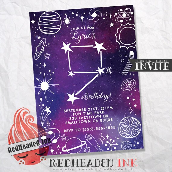 Galaxy Birthday Party Invitation | Etsy