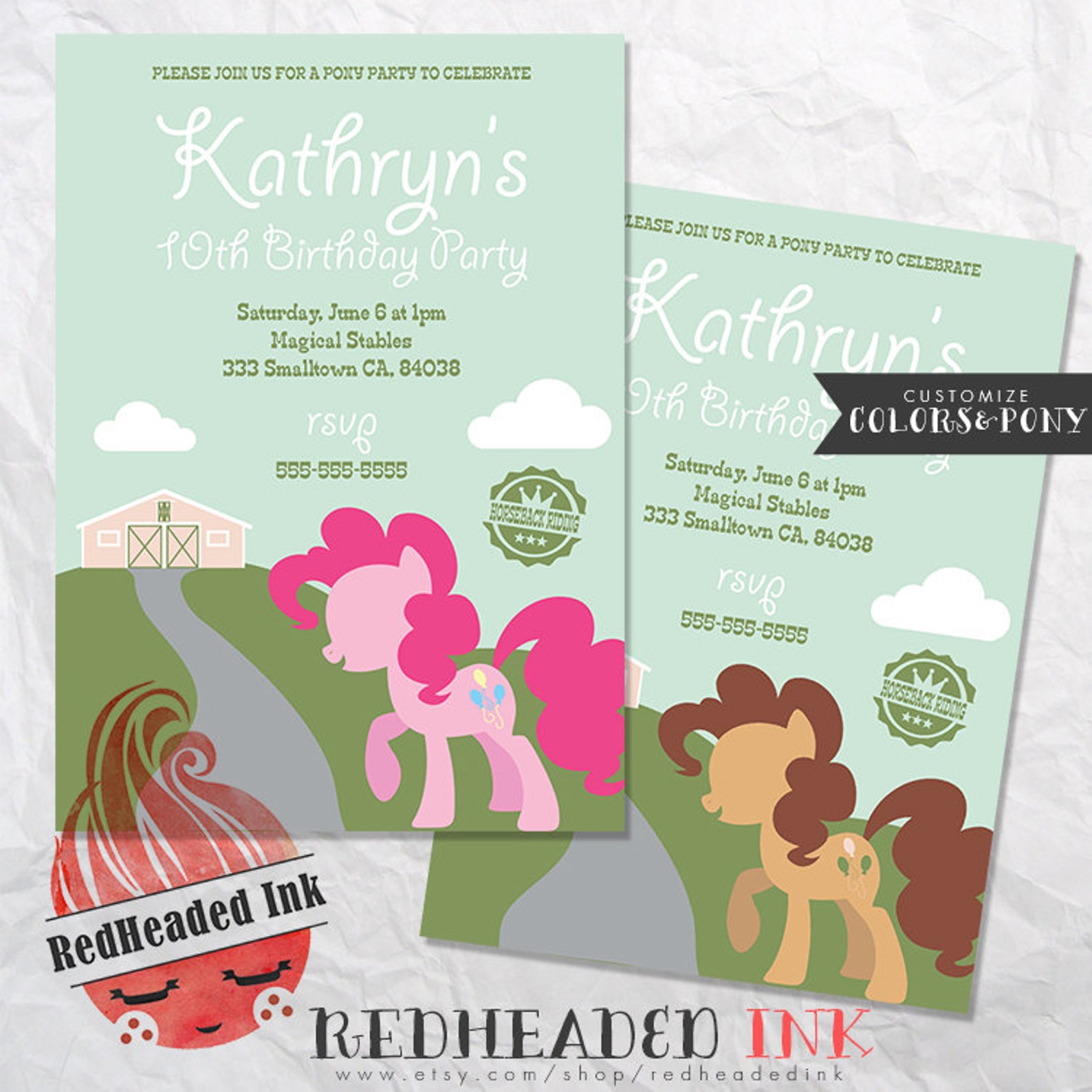 My Little Pony Birthday Party Invitation Etsy