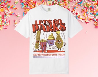 Camiseta de comida de parque temático, dulces retro kawaii, inspirada en Disney