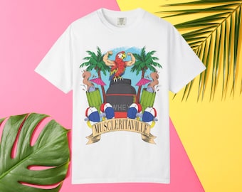 Camiseta Muscleritaville: Divertida camiseta de gimnasio con loro culturista