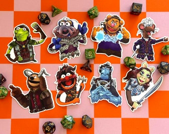 Pegatinas de vinilo BG3 x Muppets – Baldur's Gate 3 Companion Crossover, troqueladas a prueba de agua