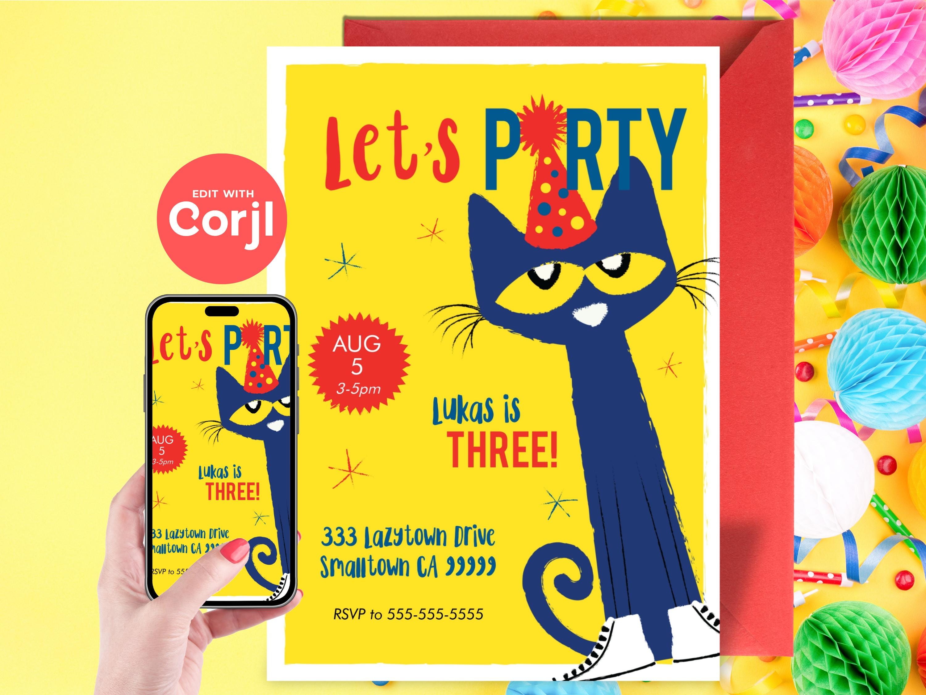Pete the cat party supplies - Etsy México, image size:3000x2250