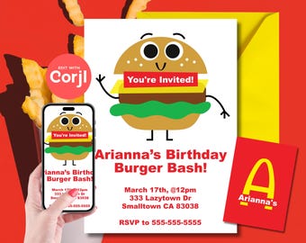 Burger Bash - Invitación de cumpleaños de la Cajita Feliz