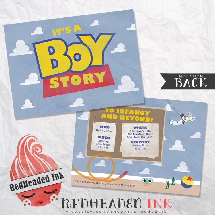 The ORIGINAL Watercolor Boy Story Baby Shower Invitation