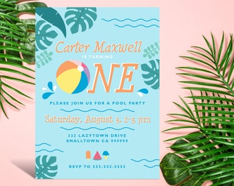 Beach Ball Summer Birthday Party Invitation