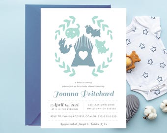 Invitación al Trono de Hierro y Baby Shower