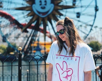 Retro Glove Peace Sign Tee Vintage Style Shirt, Unisex Graphic Tee