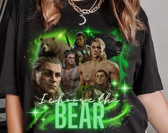 Camiseta unisex Halsin "Elijo al Oso" – Camiseta Druida BG3, Ropa de Fantasía para Gamers