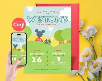 Clubhouse Friends Birthday Party Invitation - Editable Instant Download, Edit yourself with Corjl