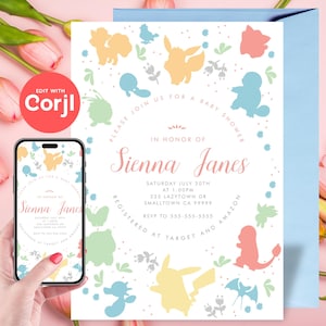 Collect &#39;em all! Baby Shower Invite - Editable Instant Download, Edit yourself with Corjl