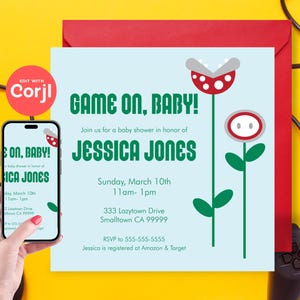 Gamer Baby Shower Invite - Editable Instant Download, Edit yourself with Corjl