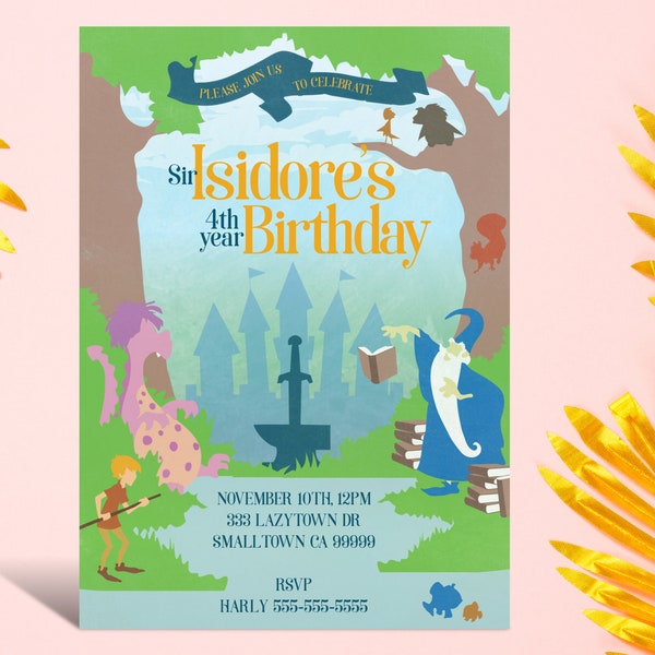 Sword In The Stone Birthday Party Invite