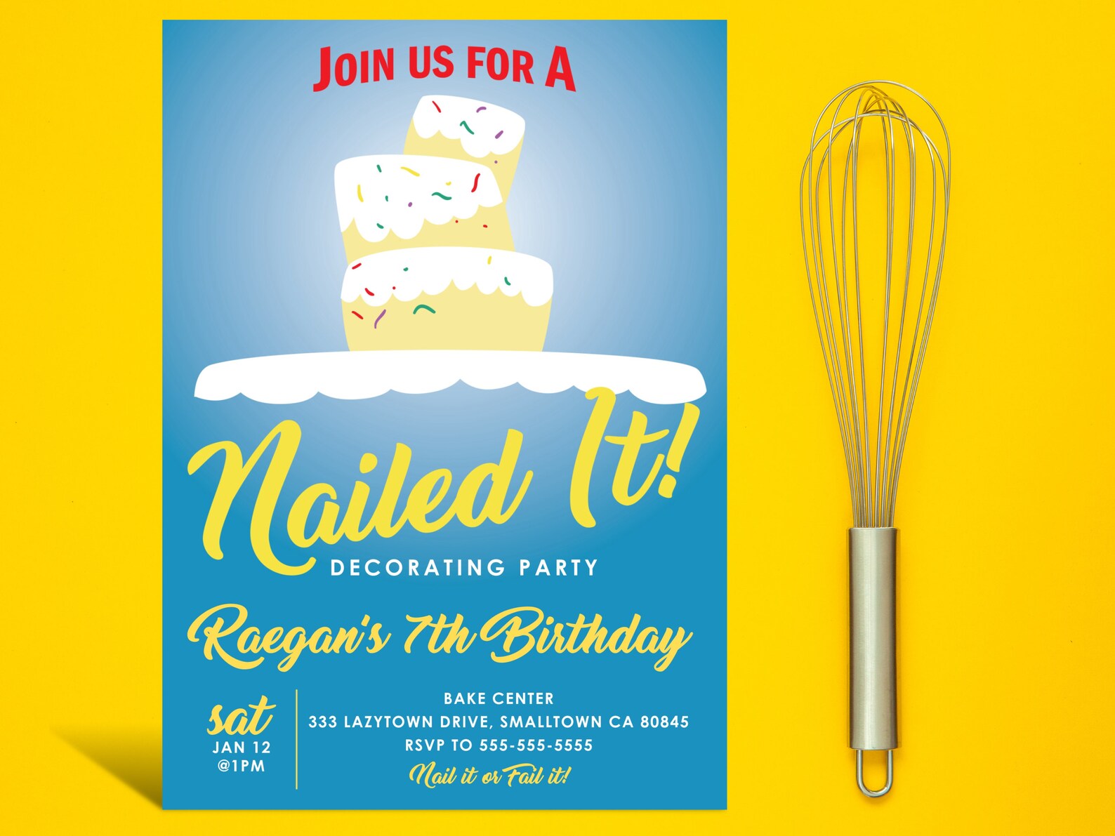 Nailed It Cake Decorating Party Birthday Invite - Etsy