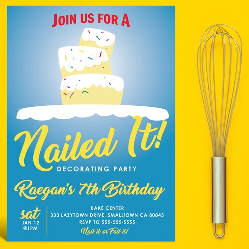 Nailed It Cake Decorating Party Birthday Invite - Etsy