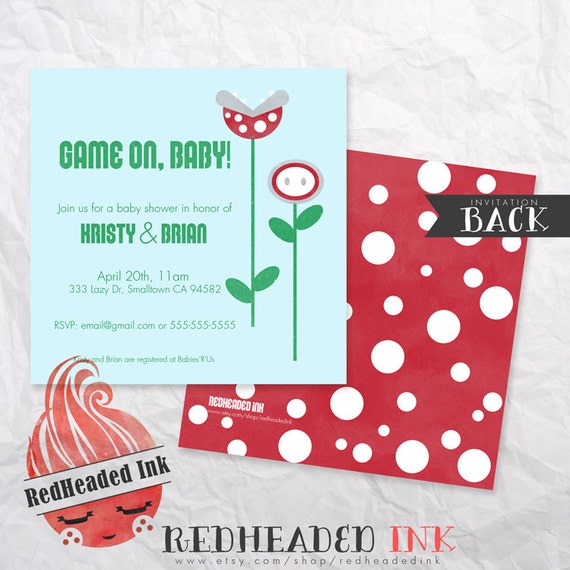 super mario baby shower invitations