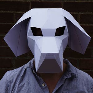 Beagle Dog 3D Papercraft Mask Template, Low Poly Paper Mask, Unique Halloween Costume, Animal Mask, Cosplay PDF Pattern