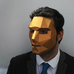 Polygon Human Face Mask, 3D Papercraft Mask Template, Low Poly Paper Mask, Unique Halloween Costume, Cosplay Pattern, PDF Pattern