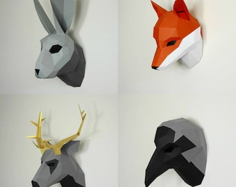 Woodland Trophy Mask Collection - Download, Print and Build