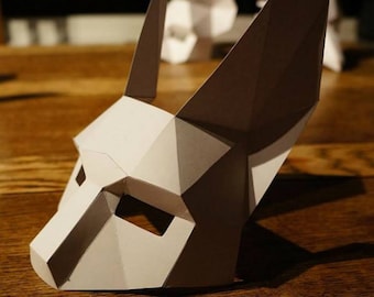 Rabbit 3D Papercraft Mask Template, Low Poly Paper Mask, Unique Halloween Costume, Animal Mask, PDF Pattern