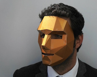 Polygon Human Face Mask, 3D Papercraft Mask Template, Low Poly Paper Mask, Unique Halloween Costume, Cosplay Pattern, PDF Pattern