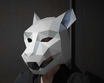 Jaguar, Black Panther, Tiger Mask, 3D Papercraft Mask Template, Low Poly Paper Mask, Halloween Costume, Animal Mask, Cosplay PDF Pattern