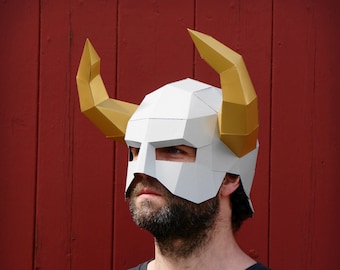 Horned Barbarian Helmet, Papercraft Mask Template