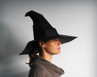 Magic Witches Hat 3D Papercraft Template, Low Poly, Unique Homemade DIY Halloween Costume, Cosplay PDF Pattern