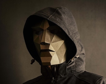 Polygon Human Face Mask, 3D Papercraft Mask Template, Low Poly Paper Mask, Unique Halloween Costume, Cosplay Pattern, PDF Pattern