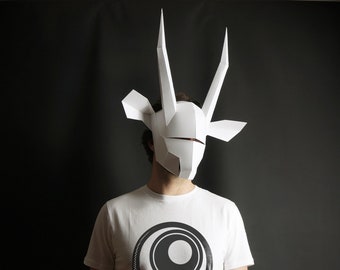 Oryx 3D Papercraft Mask Template, Low Poly Paper Mask, Unique Halloween Costume, Animal Mask, Cosplay PDF Pattern