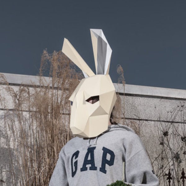 Hare Mask: 3D Papercraft Rabbit Costume (PDF Pattern)