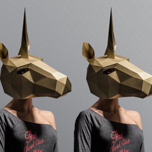 Unicorn, 3D Papercraft Mask Template, Low Poly Paper Mask, Unique Halloween Costume, Cosplay PDF Pattern