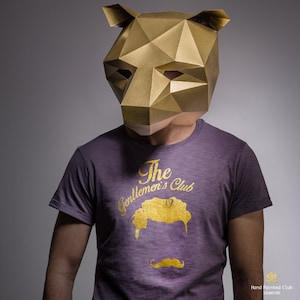 Modello maschera orso 3D Papercraft, maschera di carta Low Poly, costume di Halloween unico, maschera di animali, modello PDF