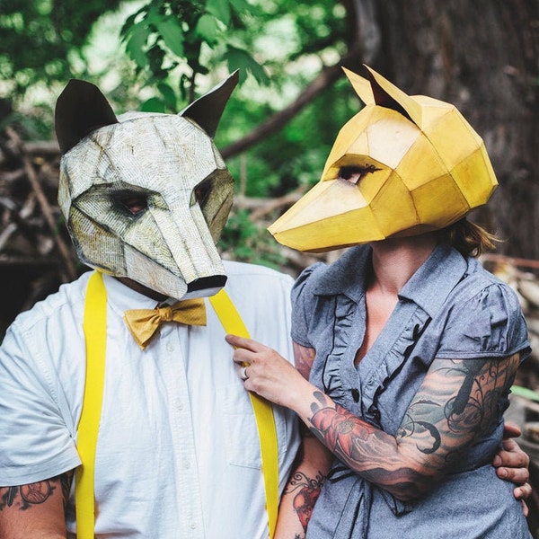 Fox Mask Template PDF | 3D Low Poly Animal Mask | Halloween Festival Costume | Digital Download