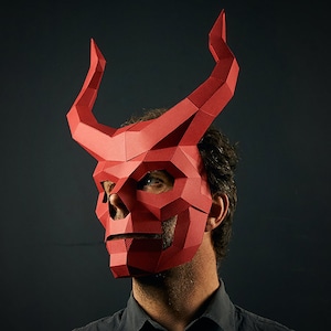 Horned Skull Devil Mask | 3D Low Poly Papercraft Pattern (PDF) | Halloween Costume