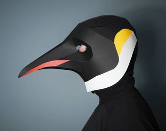 Emperor Penguin Papercraft Mask Template, 3D Paper Mask, Unique Animal Mask Costume, PDF Pattern