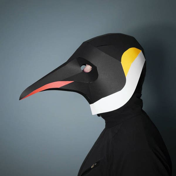 Emperor Penguin Papercraft Mask Template, 3D Paper Mask, Unique Animal Mask Costume, PDF Pattern