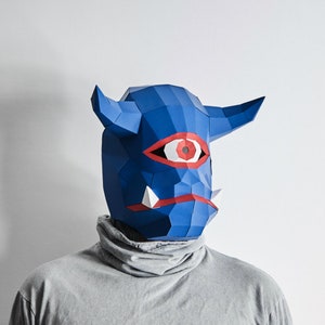 CYCLOPS, 3D Papercraft Masken Vorlage, Low Poly Papier Maske, Einzigartiges Halloween Kostüm, Griechische Mythologie Cosplay PDF Muster