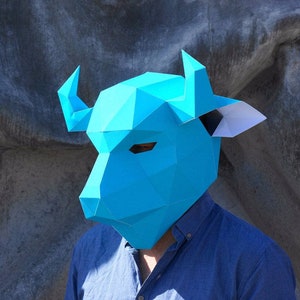 Bison Bull Mask Papercraft Template, 3D Low Poly Paper Mask, Unique Halloween Costume, Animal Mask, Cosplay PDF Pattern
